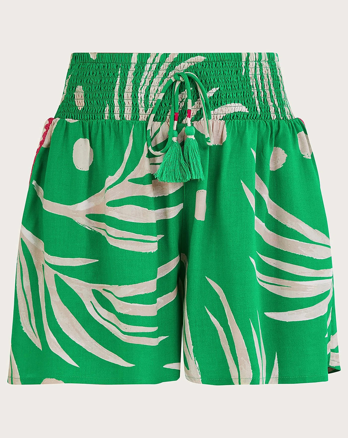 Monsoon Palm Print Crochet Trim Shorts 1 Monsoon Palm Print Crochet Trim Shorts