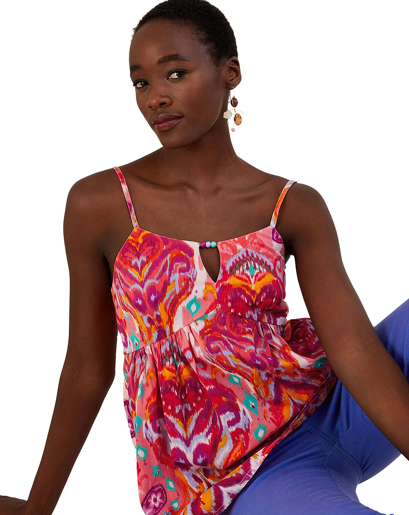 Monsoon Ikat Paisley Print Cut-Out Cami 3 Monsoon Ikat Paisley Print Cut-Out Cami - Image 3