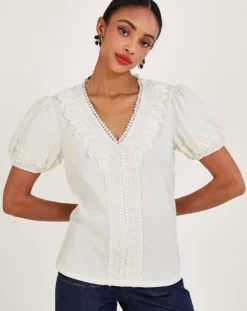 Monsoon Crochet Lace Jersey Top -Cheap Vextalia Store jr650 54072346 2