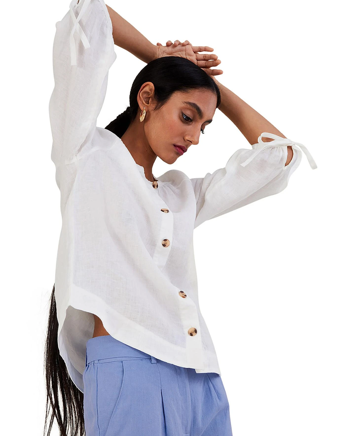 Monsoon Tie Cuff Button Through Blouse 5 Monsoon Tie Cuff Button Through Blouse - Image 5