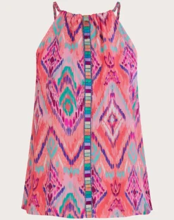 Monsoon Ikat Print Tape Halter Cami Top