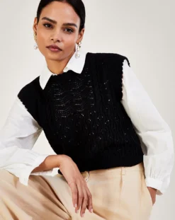 Monsoon Pointelle Knitted Vest -Cheap Vextalia Store jr694 54179601 2