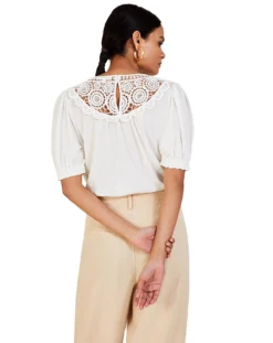 Monsoon Crochet Frill Sleeve Top -Cheap Vextalia Store jr810 54249246 2