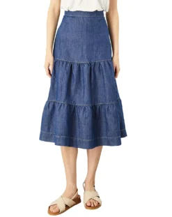 Monsoon Hemp Denim Tiered Midi Skirt -Cheap Vextalia Store kf501 34067639 2