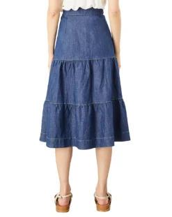 Monsoon Hemp Denim Tiered Midi Skirt -Cheap Vextalia Store kf501 34067639 3