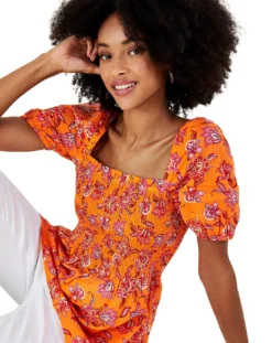 Monsoon Floral Print Shirred Bodice Top -Cheap Vextalia Store mi771 54170715 4