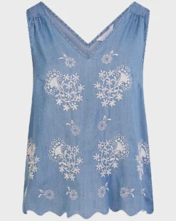 Monsoon Embroidered Denim Tank Top