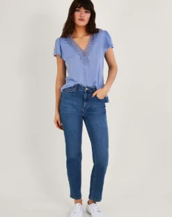 Monsoon Lace V-Neck Short Sleeve Top -Cheap Vextalia Store ru413 54064402 1