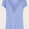 Monsoon Lace V-Neck Short Sleeve Top
