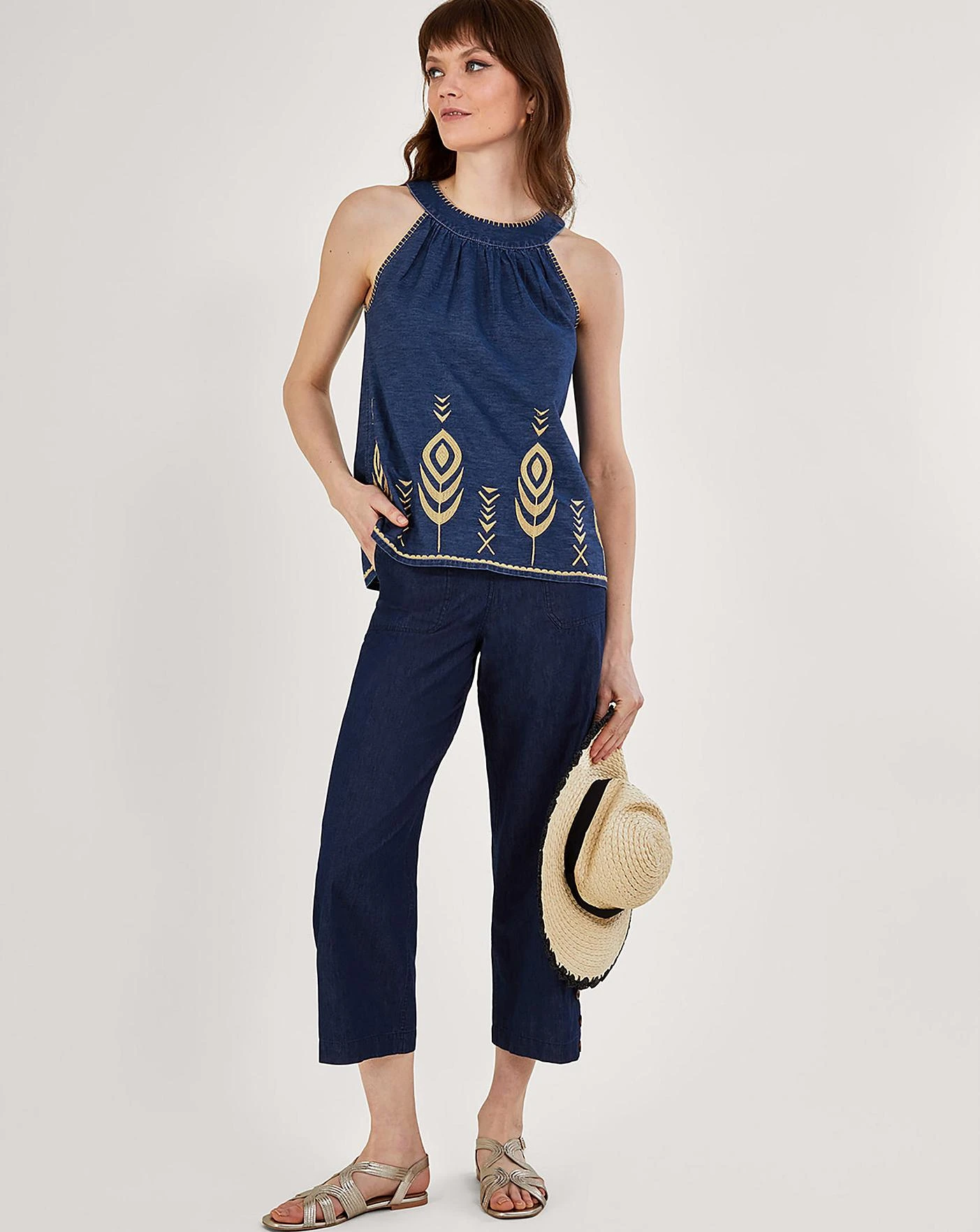 Monsoon Peacock Feather Denim Top 2 Monsoon Peacock Feather Denim Top - Image 2