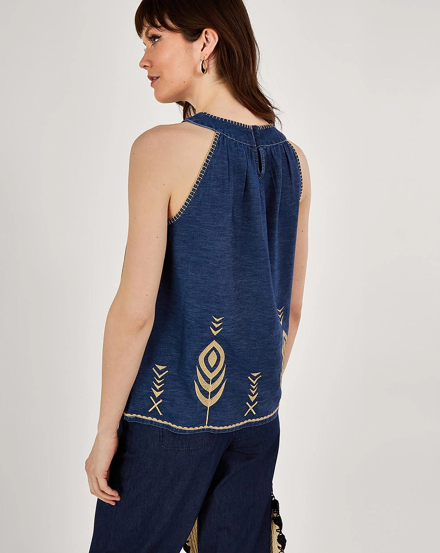 Monsoon Peacock Feather Denim Top 4 Monsoon Peacock Feather Denim Top - Image 4