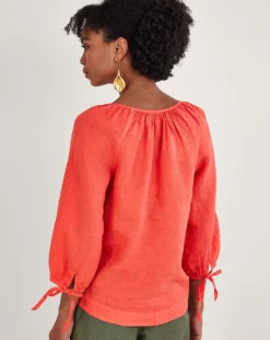 Monsoon Tie Cuffs Linen Blouse -Cheap Vextalia Store ru452 54021409 2