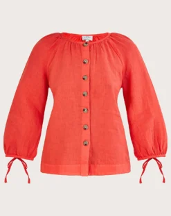 Monsoon Tie Cuffs Linen Blouse