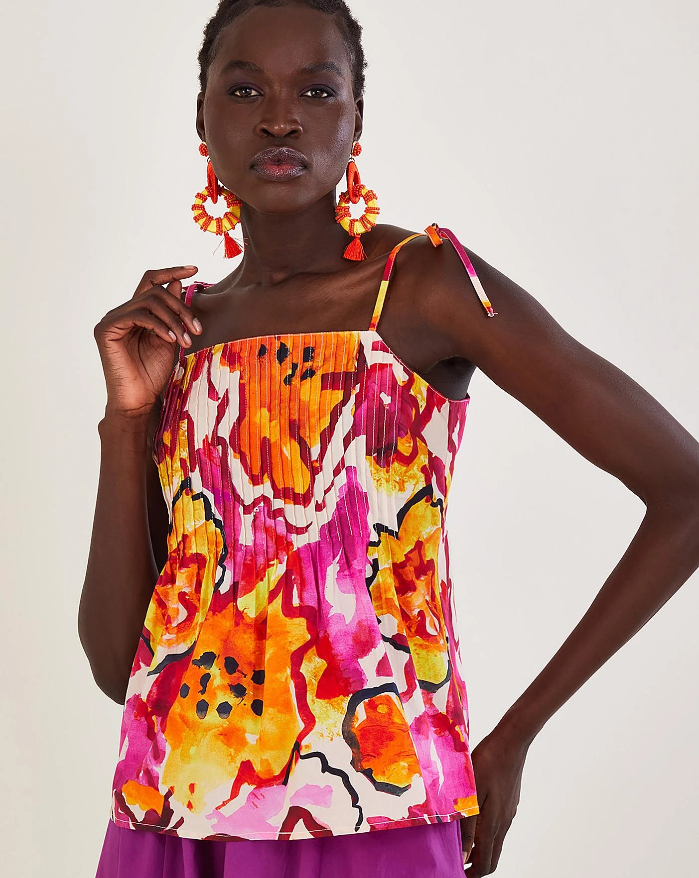 Monsoon Chantal Pleated Print Cami Top 3 Monsoon Chantal Pleated Print Cami Top - Image 3