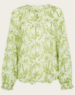 Monsoon Oriana Metallic Palm Blouse