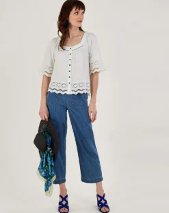 Monsoon Broderie Trim Button-Through Top -Cheap Vextalia Store ru573 54074346 1