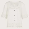Monsoon Broderie Trim Button-Through Top