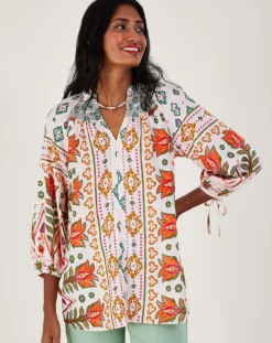 Monsoon Print Shirred Blouse -Cheap Vextalia Store ru596 54016246 2