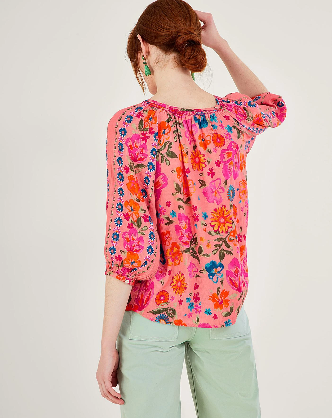 Monsoon Alina Flower Shirred Blouse 3 Monsoon Alina Flower Shirred Blouse - Image 3