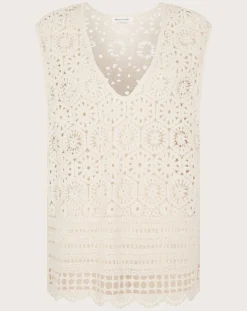 Monsoon Crochet V-Neck Loose Tank Top