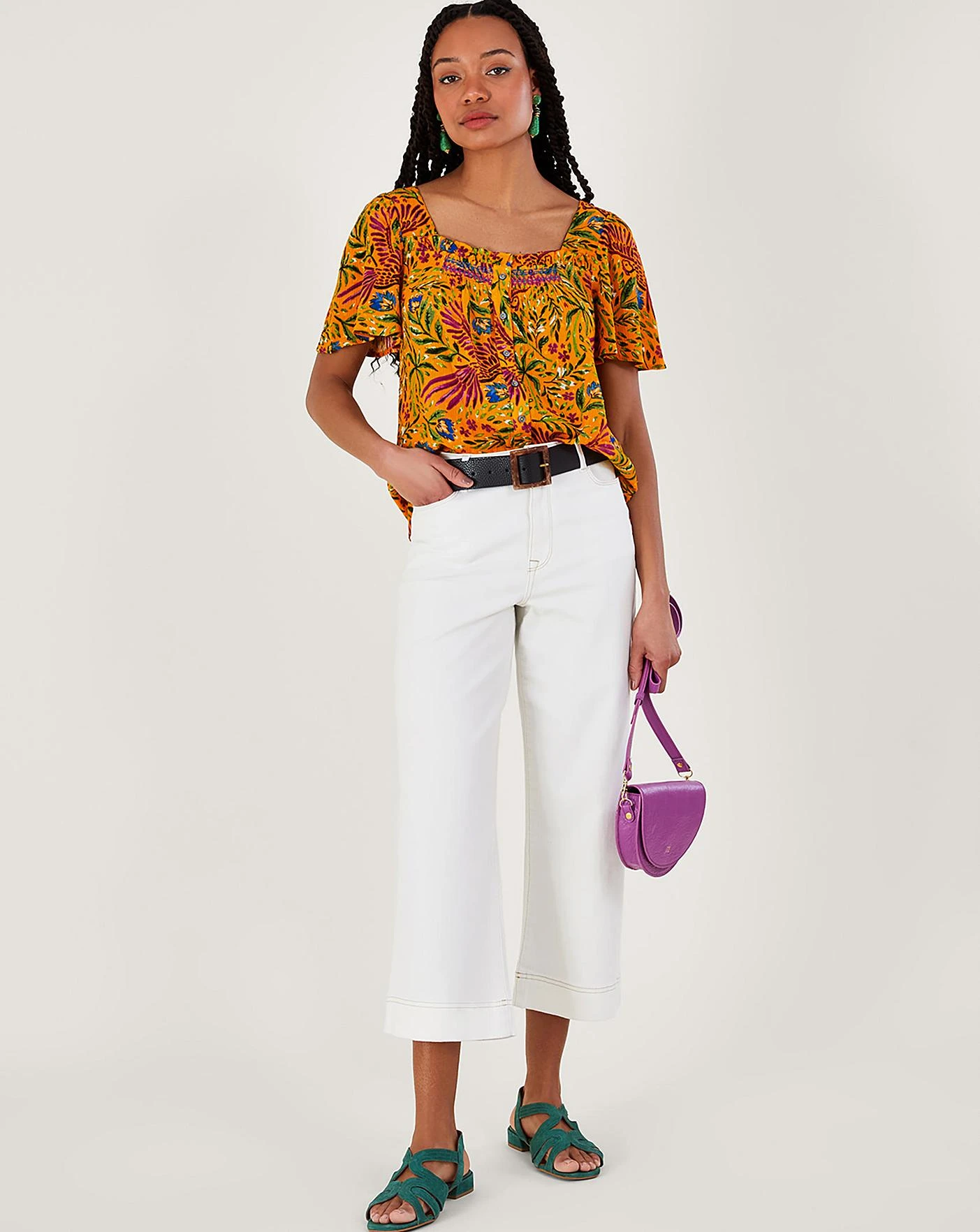 Monsoon Floral And Palm Short Sleeve Top 2 Monsoon Floral And Palm Short Sleeve Top - Image 2