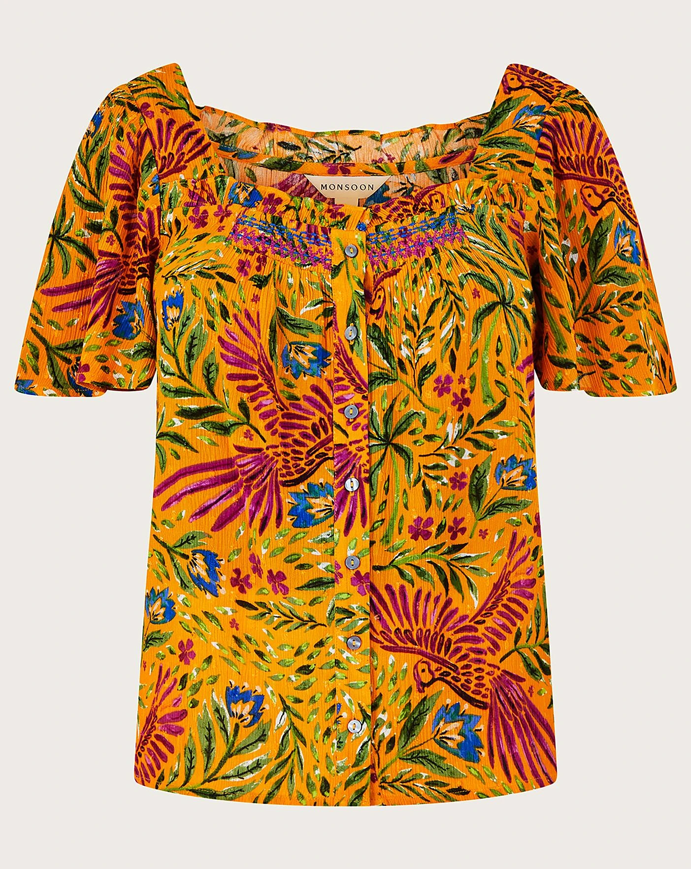 Monsoon Floral And Palm Short Sleeve Top 1 Monsoon Floral And Palm Short Sleeve Top