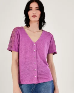 Monsoon Button Lace Linen T-Shirt -Cheap Vextalia Store uj351 54062704 2