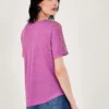 Monsoon Button Lace Linen T-Shirt