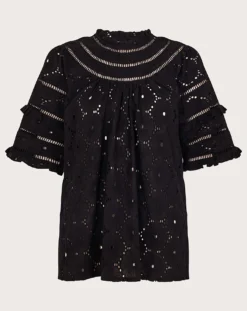 Monsoon Ruffle Trim Embroidered Top