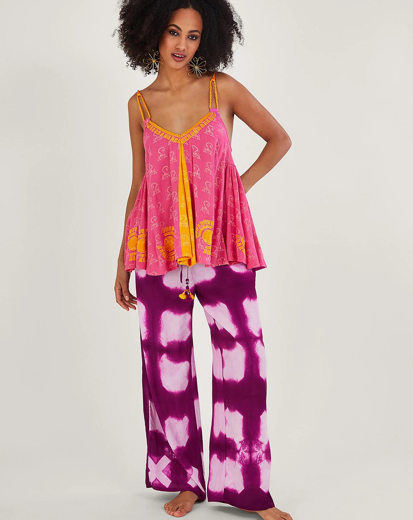 Monsoon Tassel Waist Tie Dye Trousers 2 Monsoon Tassel Waist Tie Dye Trousers - Image 2