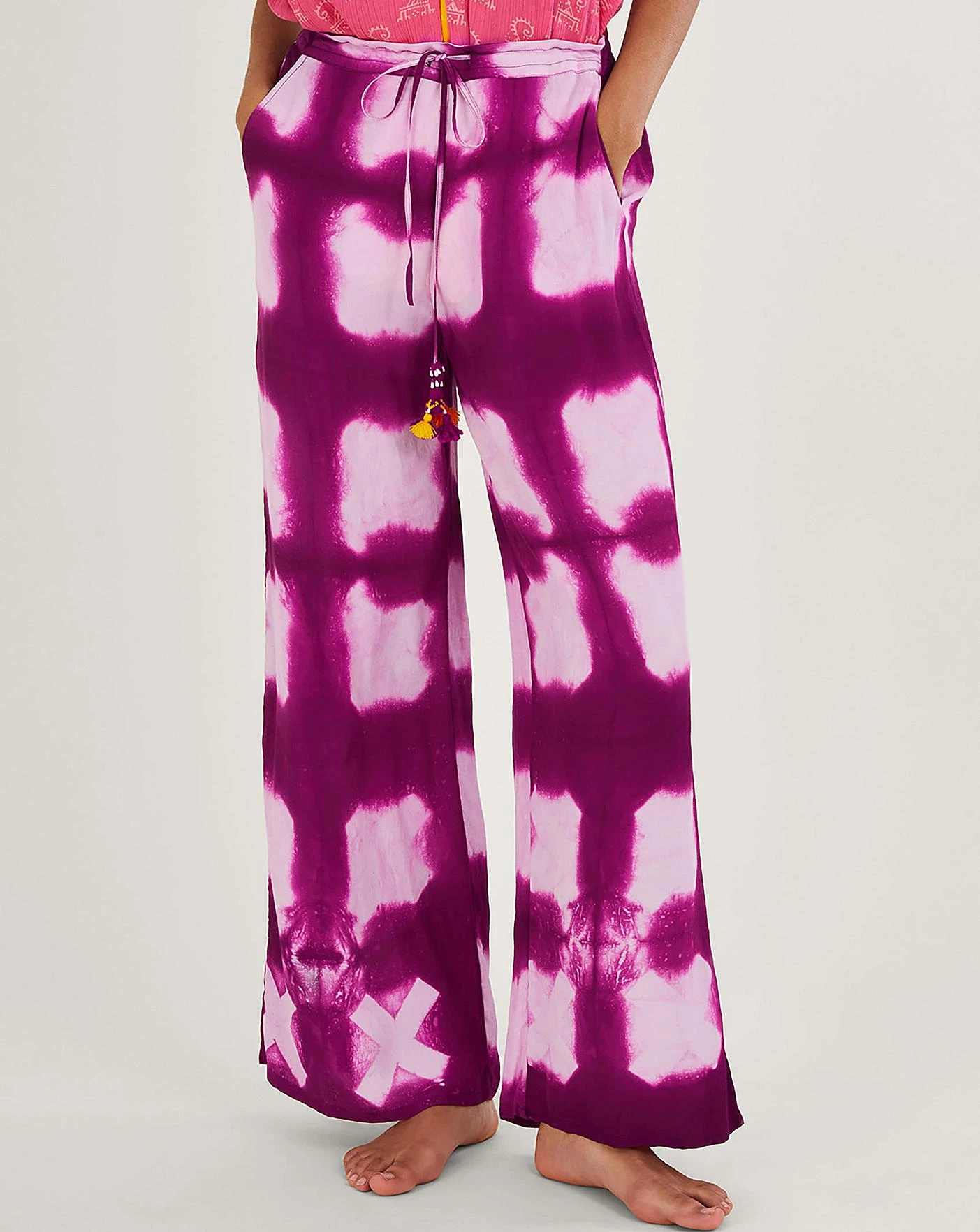 Monsoon Tassel Waist Tie Dye Trousers 3 Monsoon Tassel Waist Tie Dye Trousers - Image 3