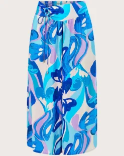 Monsoon Swirl Print Cropped Trousers