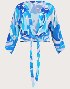 Monsoon Tie Front Swirl Print Crop Top