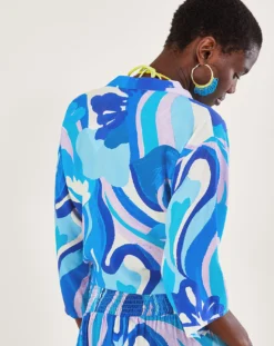 Monsoon Tie Front Swirl Print Crop Top -Cheap Vextalia Store uj626 54156402 4