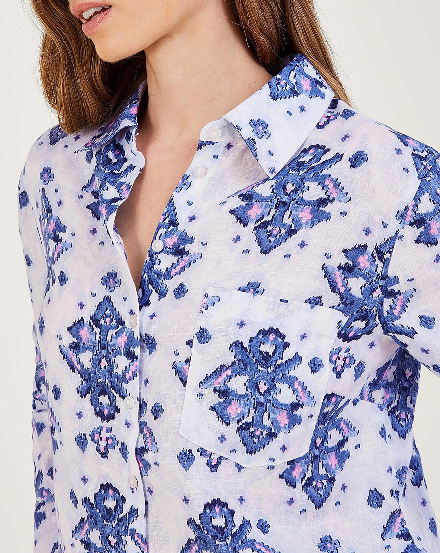 Monsoon Laurie Ikat Button Linen Shirt 4 Monsoon Laurie Ikat Button Linen Shirt - Image 4