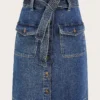 Monsoon Denim Button Belted Skirt