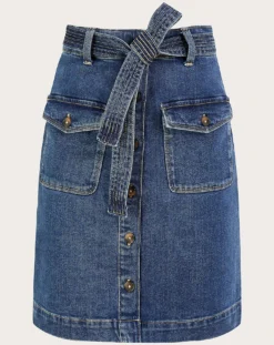Monsoon Denim Button Belted Skirt