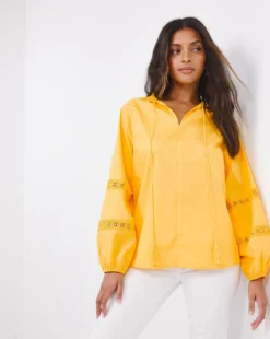 Cheap Vextalia Store 5 Yellow Lace Trim Blouse