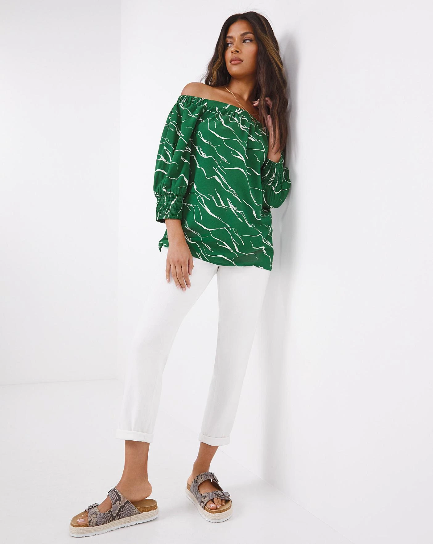 Three Quarter Sleeve Bardot Top 4 Three Quarter Sleeve Bardot Top - Image 4