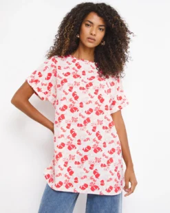 Pink Print Longline Boxy Top -Cheap Vextalia Store w01ch703744w