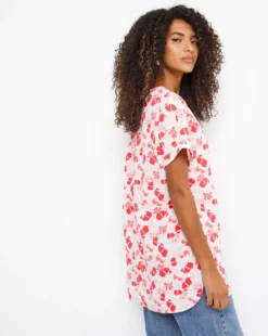 Pink Print Longline Boxy Top -Cheap Vextalia Store w01ch703745w