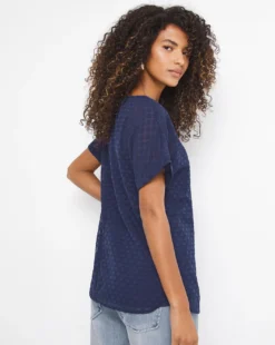 Navy Textured Spot Woven Tee With Cami 6 Navy Textured Spot Woven Tee With Cami -Cheap Vextalia Store w01ch908743w