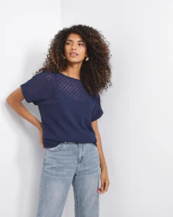 Navy Textured Spot Woven Tee With Cami 7 Navy Textured Spot Woven Tee With Cami -Cheap Vextalia Store w01ch908744w