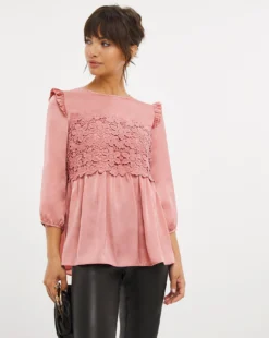 Joanna Hope Lace Insert Blouse