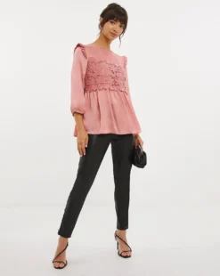 Joanna Hope Lace Insert Blouse -Cheap Vextalia Store w01mn052726w