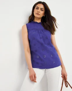 Julipa Broderie Front Jersey Back Top