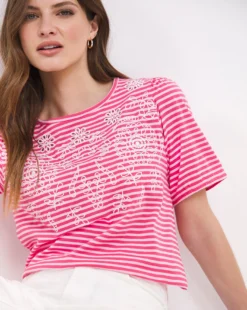 Julipa Embroidered Stripe T-Shirt -Cheap Vextalia Store w07wg784708w