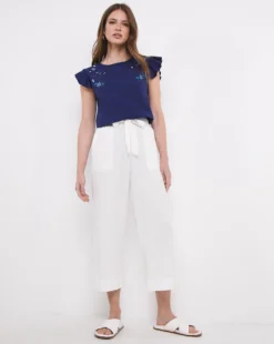 Julipa Embroidered Frill Sleeve T-Shirt -Cheap Vextalia Store w07wg788708w