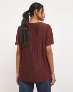 Burgundy Plisse Jersey Top -Cheap Vextalia Store x01ai774723w