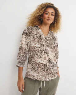 Natural Print Wrap Shirt